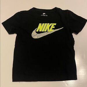 Nike Toddler Boy Size 4T Black Tee with Neon Yellow Logo